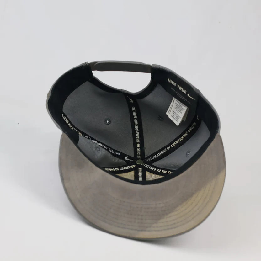Thrifted Nike Spellout Flat Brim Cap | Adjustable Grey Snapback