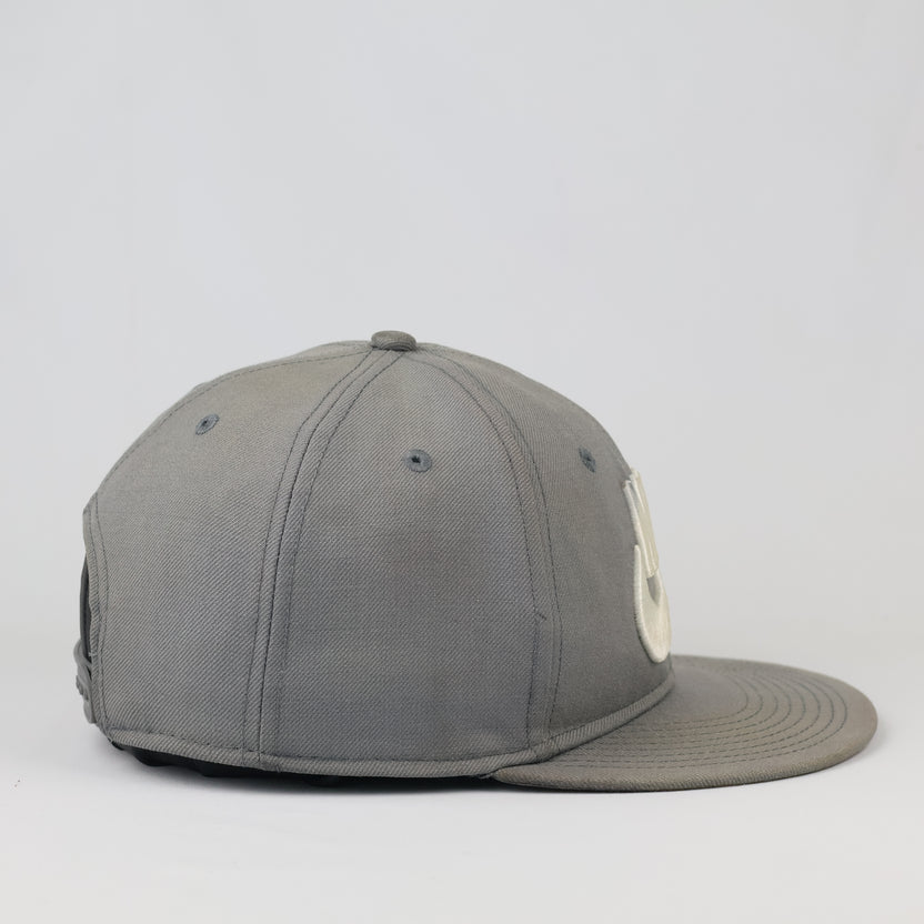Thrifted Nike Spellout Flat Brim Cap | Adjustable Grey Snapback