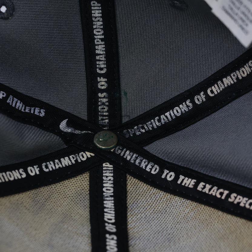 Thrifted Nike Spellout Flat Brim Cap | Adjustable Grey Snapback