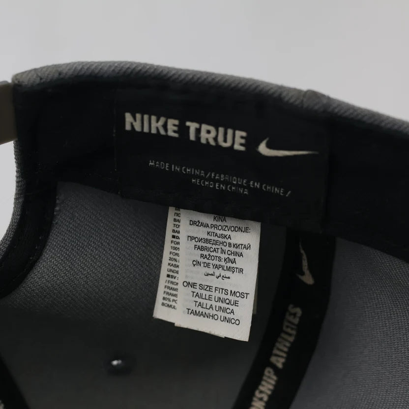 Thrifted Nike Spellout Flat Brim Cap | Adjustable Grey Snapback