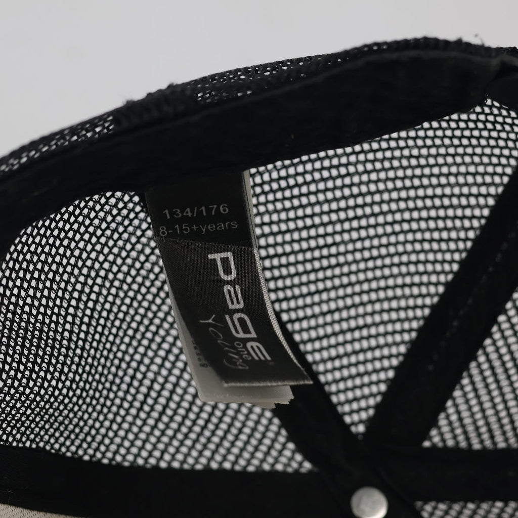 Vintage Page One White Tiger Print Trucker Cap - Black Mesh Snapback