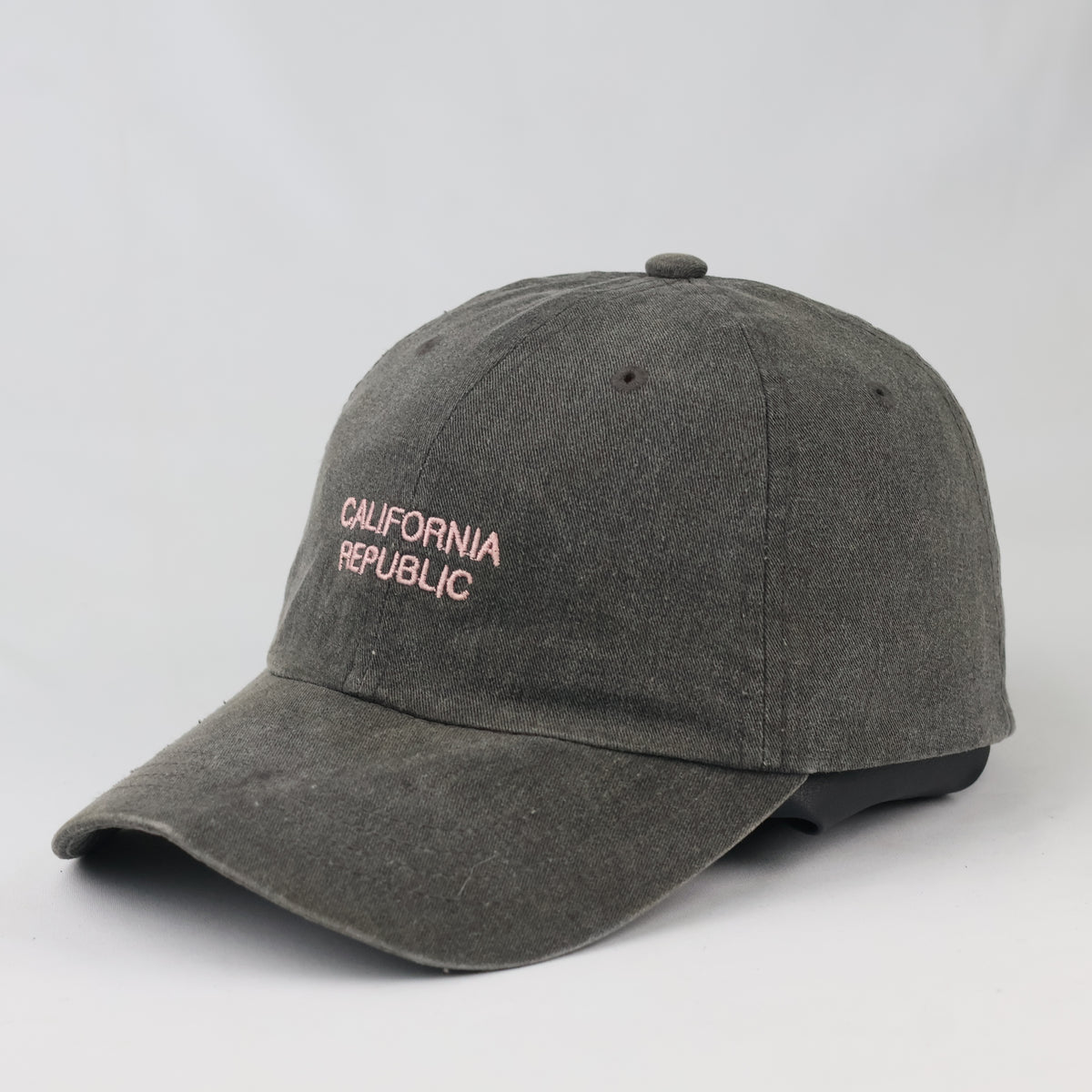 Vintage Style California Republic Baseball Hat - Charcoal Gray Pastel Pink Cap