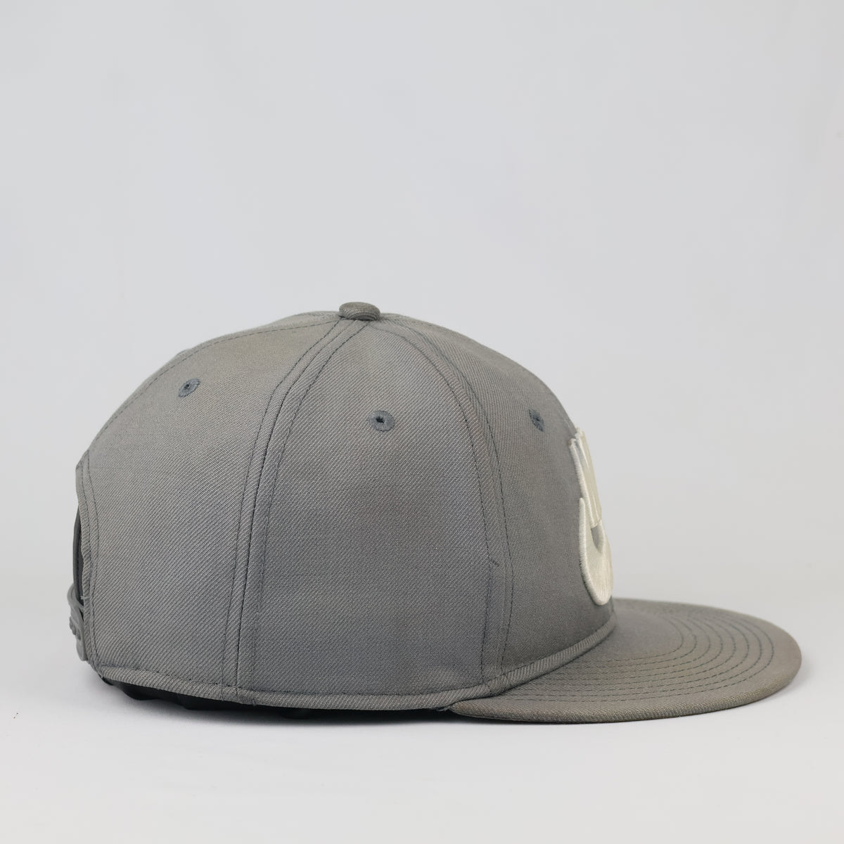Thrifted Nike Spellout Flat Brim Cap | Adjustable Grey Snapback