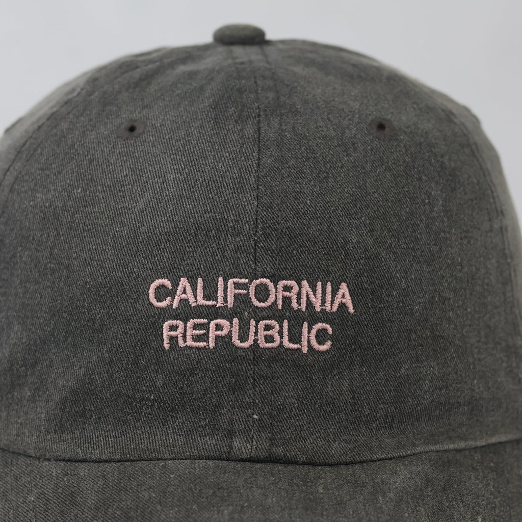 Vintage Style California Republic Baseball Hat - Charcoal Gray Pastel Pink Cap
