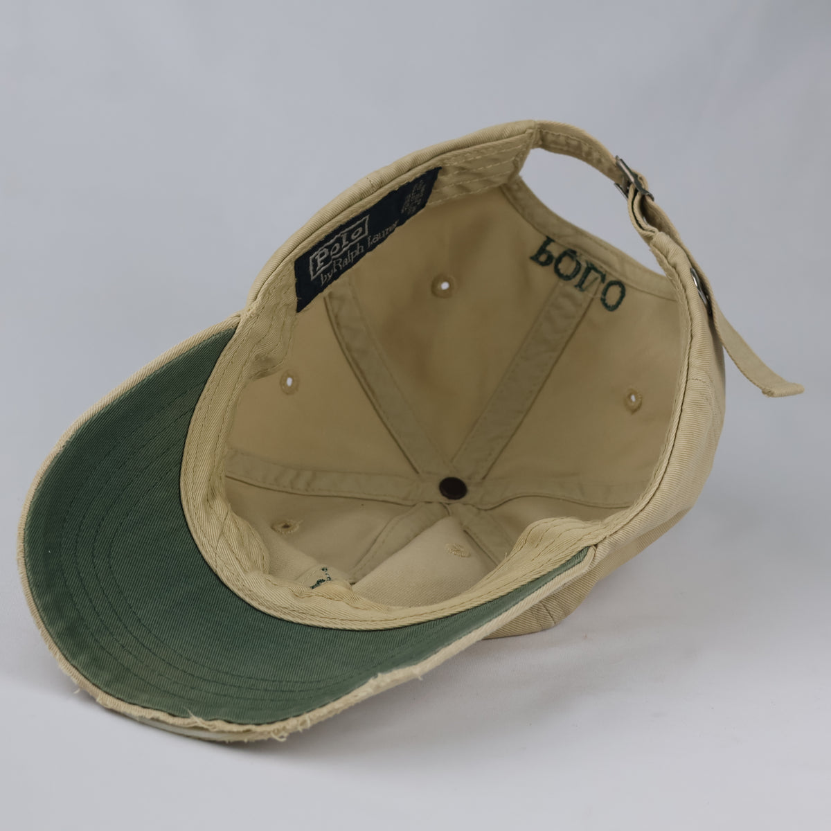 Classic Ralph Lauren Polo Baseball Cap - Khaki & Green Two-Tone Sport Hat